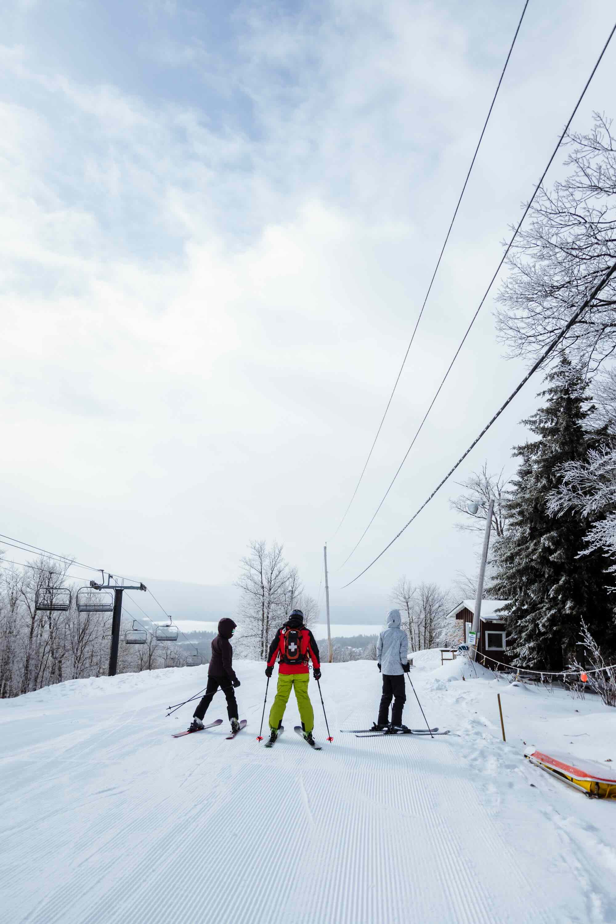 family skiing